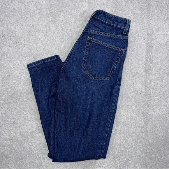 Topshop Dark Blue High Rise Mom Jeans BRAND NEW - Picture 2 of 2